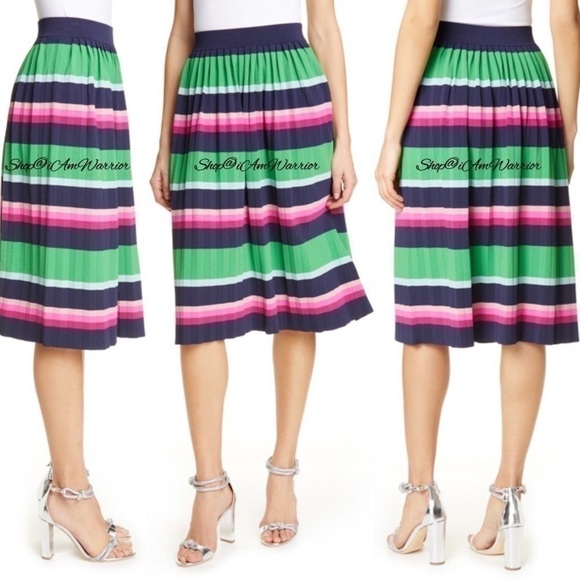 Ted Baker NWT multi stripe pleated knit midi skirt *shop@iamwarrior - Picture 1 of 12